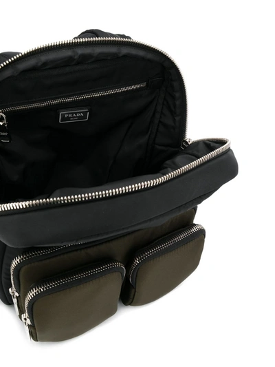 Shop Prada Multi-pocket Colour Block Backpack In Nero+mimetico