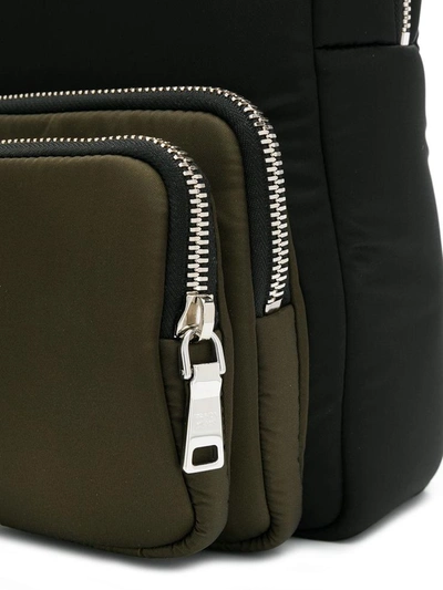 Shop Prada Multi-pocket Colour Block Backpack In Nero+mimetico