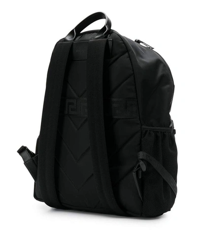 Shop Versace Nylon Logo Backpack In Black