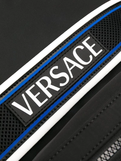 Shop Versace Nylon Logo Backpack In Black