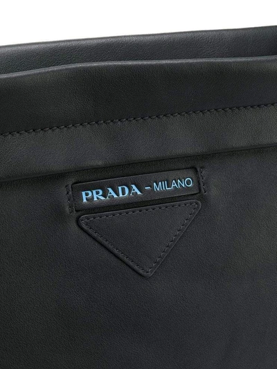 Shop Prada Top Zip Square Shoulder Bag In Blue