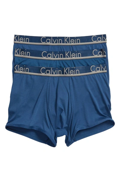 Shop Calvin Klein 3-pack Comfort Microfiber Trunks In Airforce