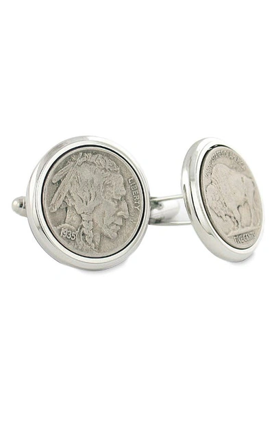 Shop David Donahue Buffalo Nickel Cuff Links In Silver Nickel