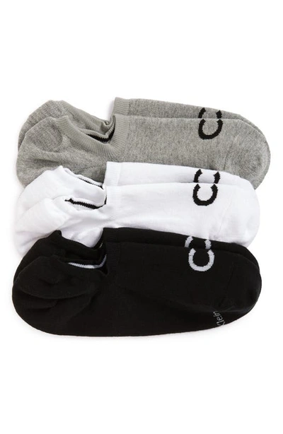 Shop Calvin Klein 3-pack No-show Socks In Grey/ White/ Black