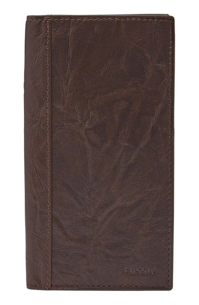 Shop Fossil Neel Leather Executive Wallet In Brown