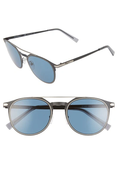 Shop Ferragamo Classic 52mm Round Sunglasses In Matte Black