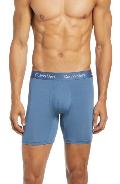Shop Calvin Klein Body 3-pack Stretch Modal Boxer Briefs In Blue/ Blue/ Red