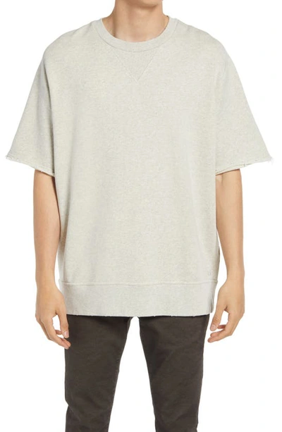 Shop Allsaints Burnish Short Sleeve Sweatshirt In Grey Marl