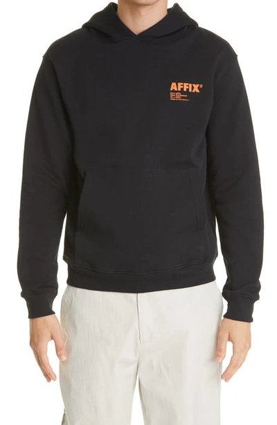 Shop Affix Logo Organic Cotton Hoodie In Black/ Orange