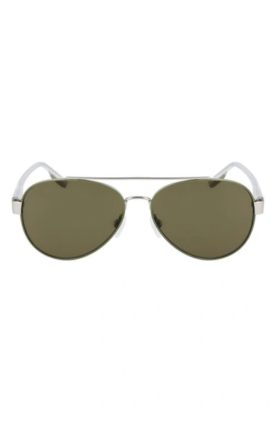 Shop Converse Disrupt 58mm Aviator Sunglasses In Matte Dark Moss/ Green