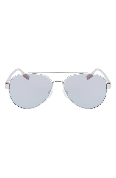 Shop Converse Disrupt 58mm Aviator Sunglasses In Matte White/ Silver
