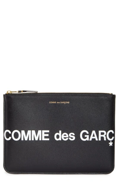 Shop Comme Des Garçons Huge Logo Large Zip Pouch In Black