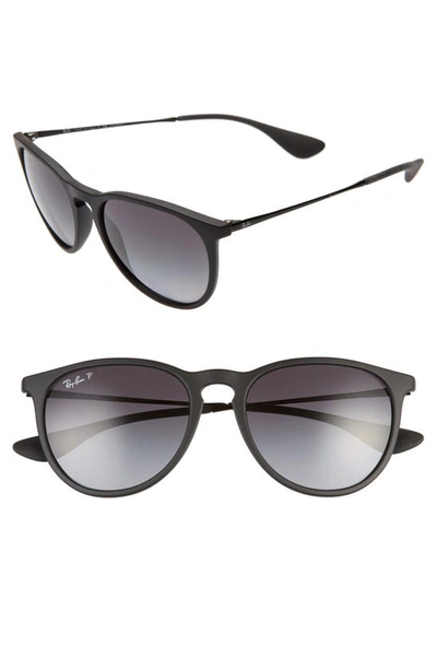 Shop Ray Ban Erika Classic 54mm Sunglasses In Black/ Grey Grad Grey Polar