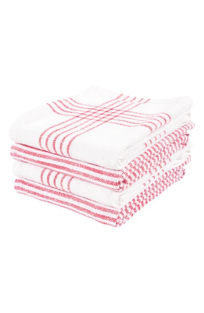 Shop Kaf Home Set Of 4 Assorted Cotton Kitchen Towels In Red
