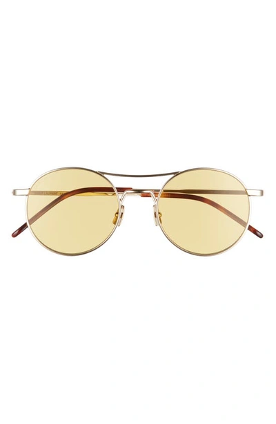 Shop Saint Laurent 51mm Tinted Round Sunglasses In Gold/ Yellow