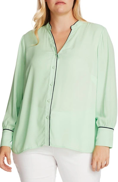 Shop Vince Camuto Piped Button-up Shirt In Pistachio
