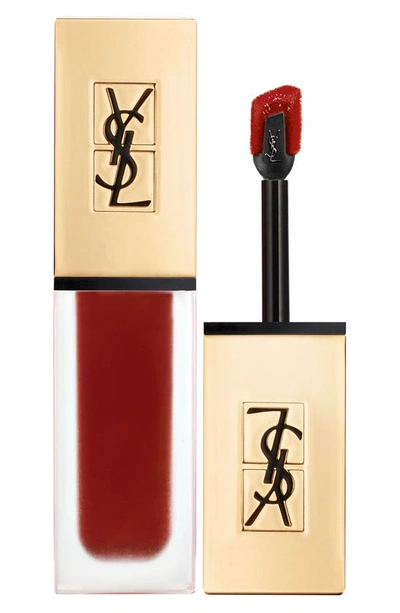 Shop Saint Laurent Tatouage Couture Liquid Matte Lip Stain In 08 Black Red Code