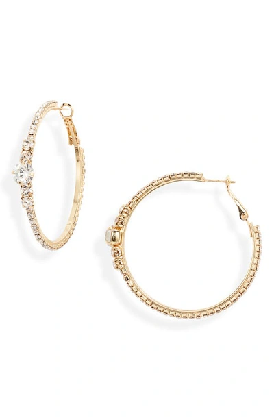 Shop Ettika Crystal Embellished Hoop Earrings In Gold
