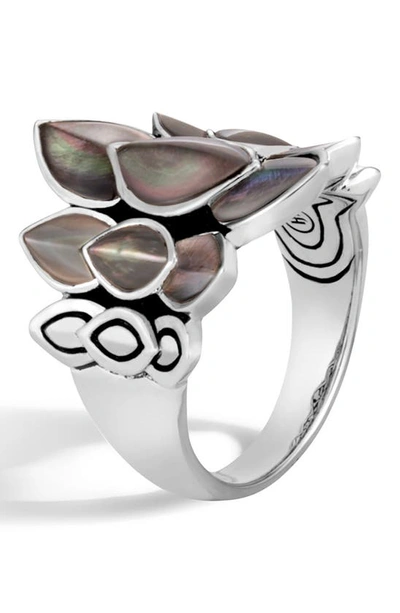 Shop John Hardy Legends Naga Mother-of-pearl Saddle Ring In Silver/ Grey Mother Of Pearl