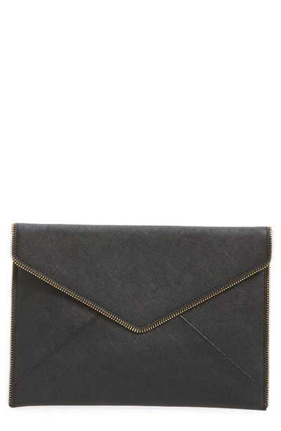 Shop Rebecca Minkoff Leo Envelope Clutch In Black/ Light Gold Hrdwr