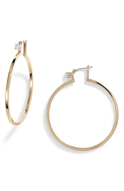 Shop Vince Camuto Crystal Stud Large Hoop Earrings In Gold