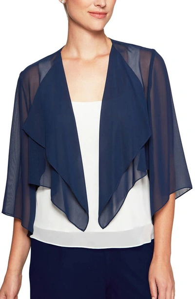 Shop Alex Evenings Hanky Bolero Cardigan In Navy