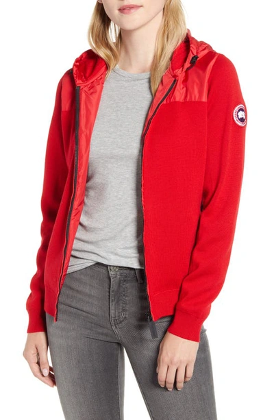 Shop Canada Goose Windbridge Hooded Sweater Jacket In Red