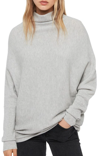 Shop Allsaints Ridley Funnel Neck Wool & Cashmere Sweater In Artic Grey