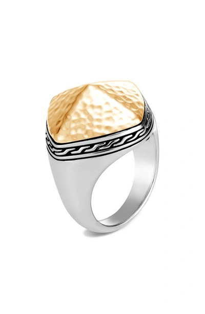 Shop John Hardy Classic Chain Hammered Two-tone Sugarloaf Ring In Silver/ Gold