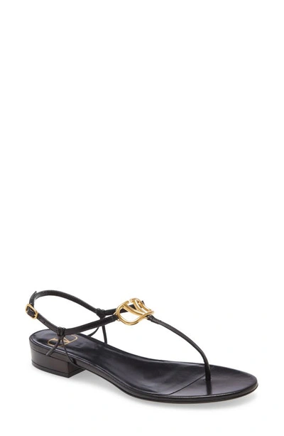 Shop Valentino Vlogo Thong Sandal In Black