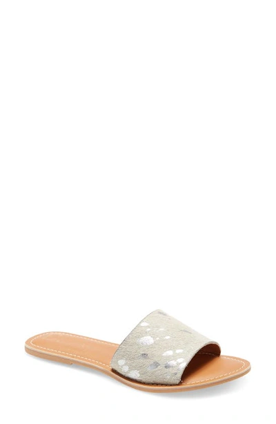 Shop Beach By Matisse Coconuts By Matisse Cabana Slide Sandal In Silver Spot Calf Hair