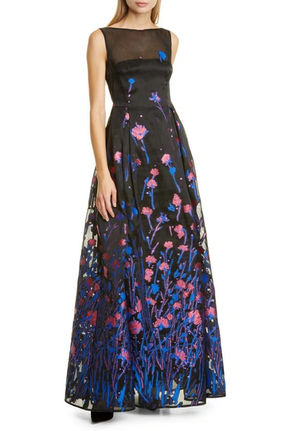 Shop Talbot Runhof Poppy Field Fil Coupe Gown In Royal