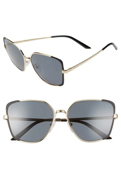 Shop Prada 59mm Polarized Square Sunglasses In Pale Gold/ Smoke