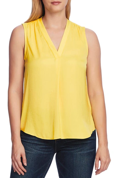 Shop Vince Camuto Rumpled Satin Blouse In Soft Canary
