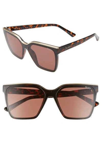 Shop Quay Level Up 55mm Square Sunglasses In Tortoise Gold/ Brown