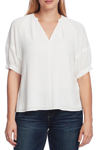 Shop Vince Camuto Split Neck Blouse In New Ivory
