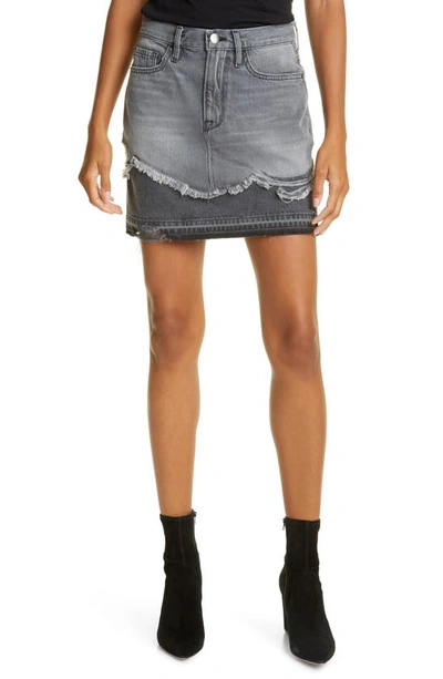 Shop Frame Le Mini Mended Hem Denim Skirt In Acera Rips