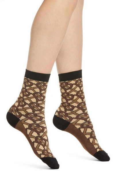 Shop Burberry Tb Monogram Socks In Bridle Brown