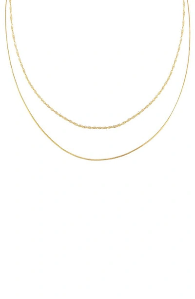 Shop Adinas Jewels Mixed Double Chain Necklace In Gold