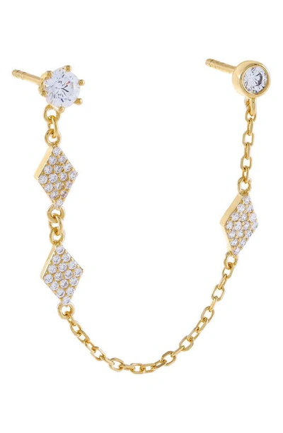 Shop Adinas Jewels Multishape Cubic Zirconia Double Stud Earring In Gold