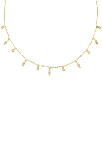 Shop Adinas Jewels Pavé Charm Choker In Gold