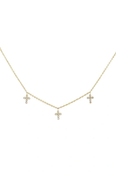 Shop Adinas Jewels Triple Cross Station Necklace In Gold