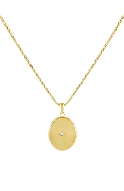 Shop Adinas Jewels Sunburst Oval Pendant Necklace In Gold