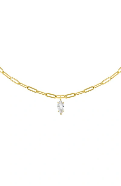 Shop Adinas Jewels Cubic Zirconia Teardrop Pendant Necklace In Gold