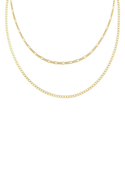 Shop Adinas Jewels Figaro Layered Chain Necklace In Gold