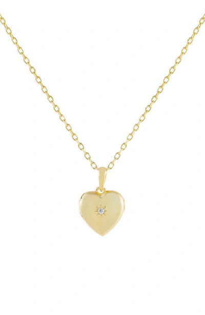 Shop Adinas Jewels Cubic Zirconia Heart Locket Pendant Necklace In Gold