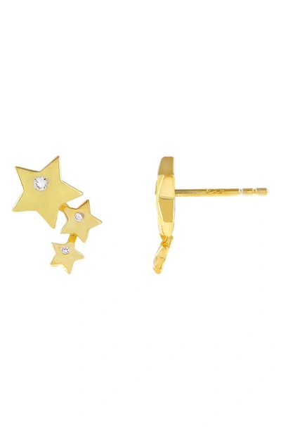 Shop Adinas Jewels Triple Star Stud Earring In Gold