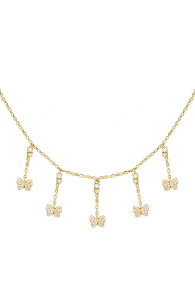 Shop Adinas Jewels Multi Butterfly Necklace In Gold