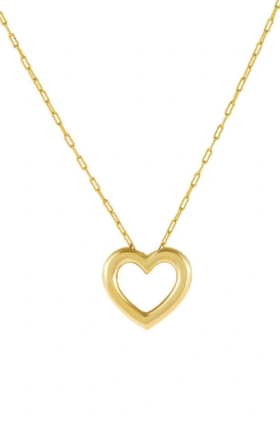 Shop Adinas Jewels Hollow Heart Pendant Necklace In Gold