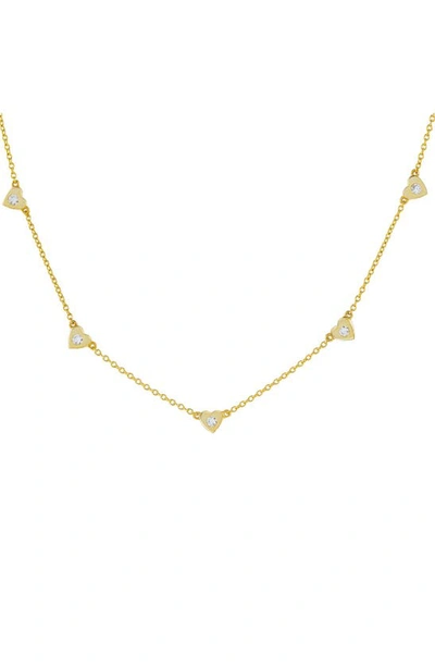 Shop Adinas Jewels Hearts Station Necklace In Gold